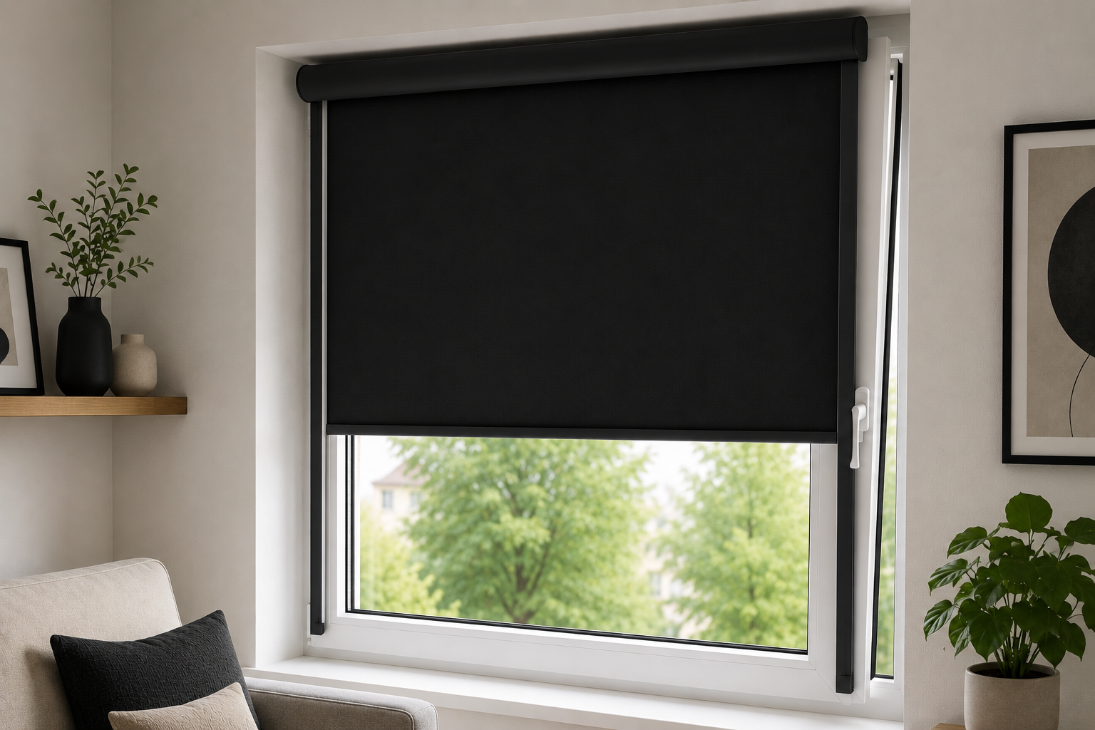 Rolgordijn met zijgeleiding